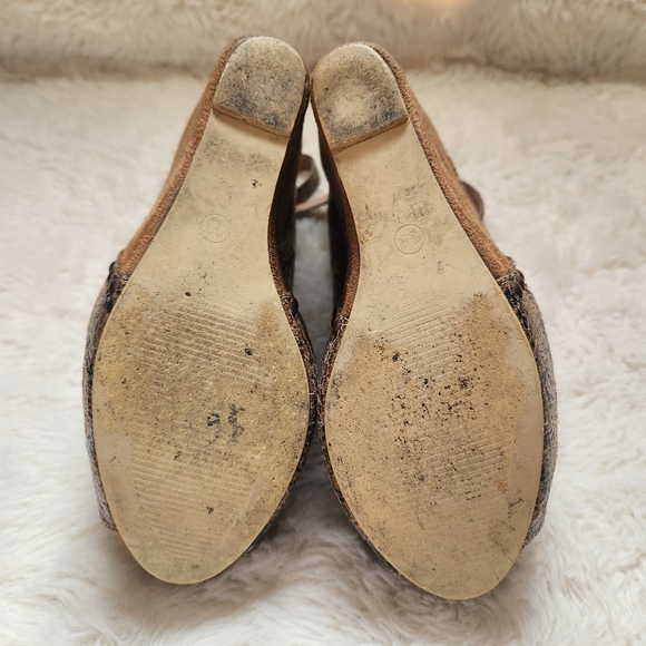 Roberto Vianni Snake-print Python Peep-toe Wedge Platform Heels Sandals Size 38 - Picture 4 of 14